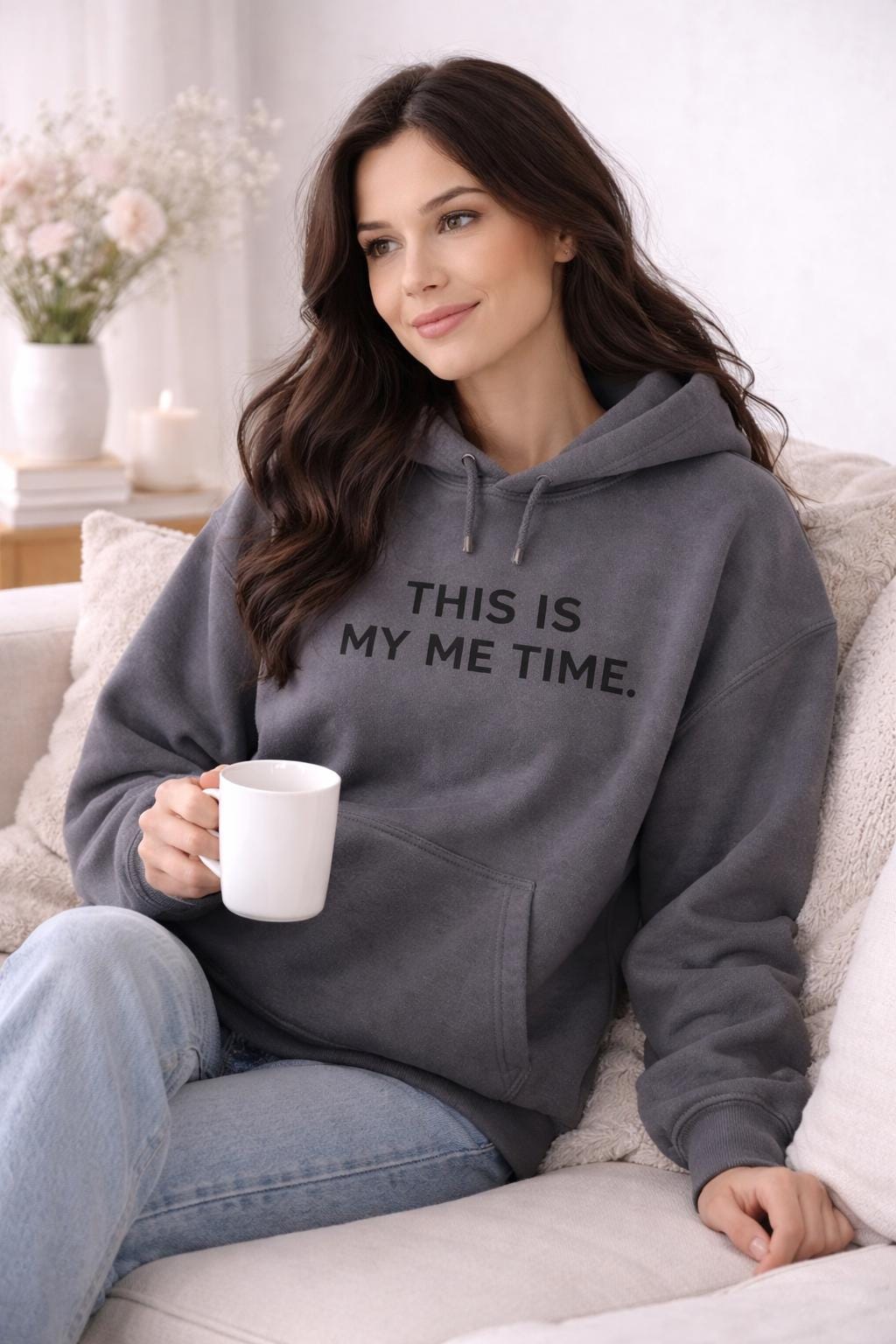 Me Time Hoodie | Charcoal Gray Self-Care, Mindfulness Sweatshirt