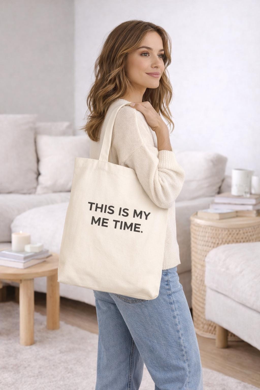 Me Time – Canvas Tote Bag | Minimalist Cotton Self Care Bag