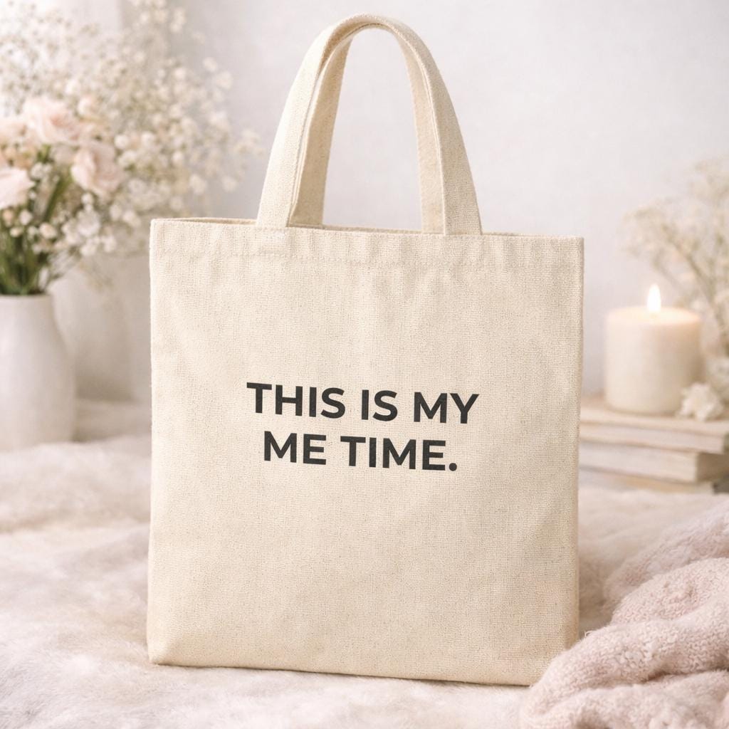 Me Time – Canvas Tote Bag | Minimalist Cotton Self Care Bag